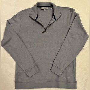Ted Baker London Men’s Quarter-Zip Sweater Size 2 (Small) Grey Cotton Blend